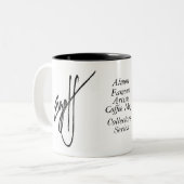 Bijna beroemde collectors reeks tweekleurige koffiemok (Voorkant links)