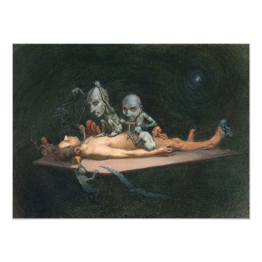 Bijna de dood ervaring zien van boze demonische ge foto afdruk (Voorkant)