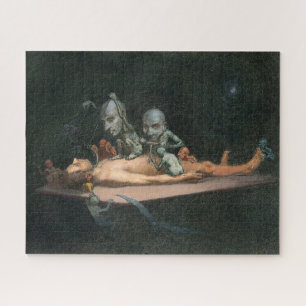 Bijna de dood ervaring zien van boze demonische ge legpuzzel