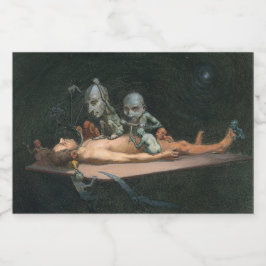 Bijna de dood ervaring zien van boze demonische ge voedselcontainer etiket