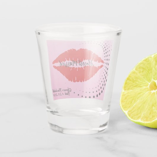 "Bijna getrouwd" Hot Lips Bachelorette Bash Shot Glas (Achterkant)