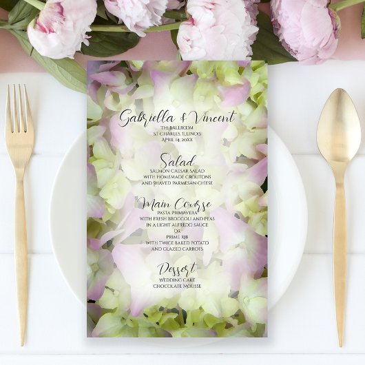 Bijna het Pink Hydrangea Flowers Weddenschap Menu