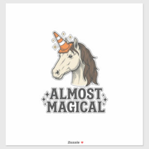 Bijna Magische Eenhoorn Kegel Vintage Grafische T- Sticker