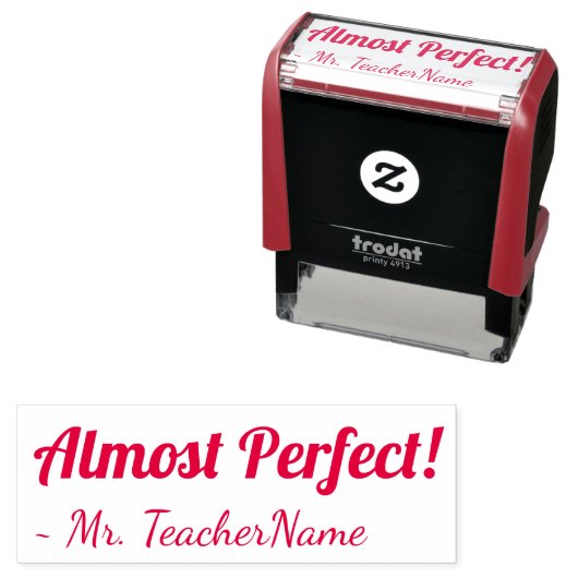 "Bijna perfect!" Instructeur Rubber Stamp Zelfinktende Stempel (In situ)