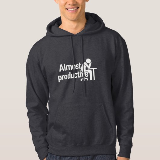 Bijna productief – kantoorhumor hoodie (Voorkant)