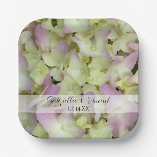 Bijna-roze bruine bloemen bruiloft papieren bordje (Voorkant)