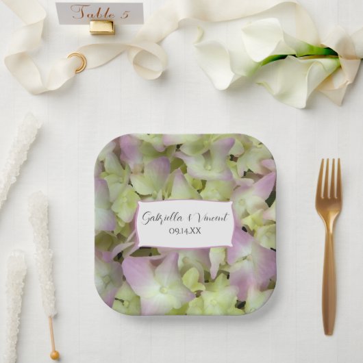 Bijna-roze bruine bloemen bruiloft papieren bordje (Huwelijk)