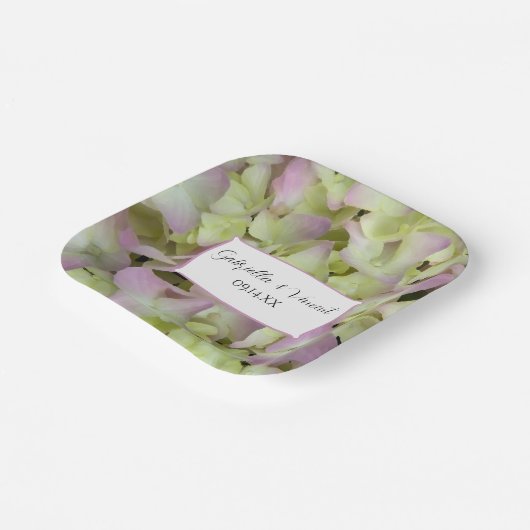 Bijna-roze bruine bloemen bruiloft papieren bordje (Gebogen)