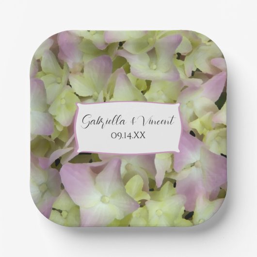 Bijna-roze bruine bloemen bruiloft papieren bordje (Voorkant)