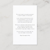 Bijna Roze Hortensia Rouw Herdenking Gedicht Gebed Visitekaartje (Achterkant)