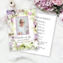 Bijna roze Hydrangea Bloemen Begrafenisservice Programmakaart