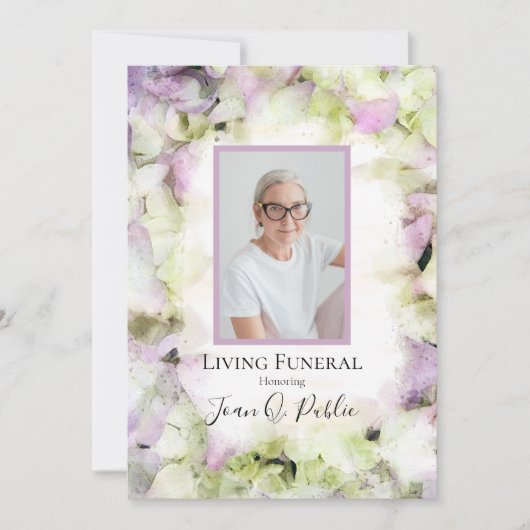 Bijna Roze Hydrangea Bloemen Wonen Uitvaartfeest Kaart (Voorkant)