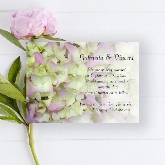 Bijna roze hydrangea Floral Wedding Save the Date Kaart