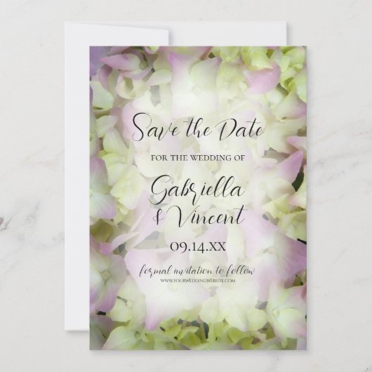 Bijna roze hydrangea Flower Wedding Save the Date (Voorkant)