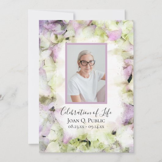 Bijna Roze Hydrangea Viering van het Leven Kaart (Voorkant)