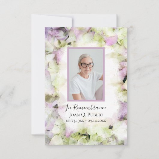 Bijna Roze Hydrangea Waterverf Begrafenis Sympathi Bedankkaart (Voorkant)