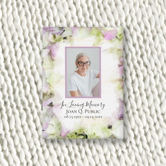 Bijna roze Hydrangea Waterverf begrafenismonument Button