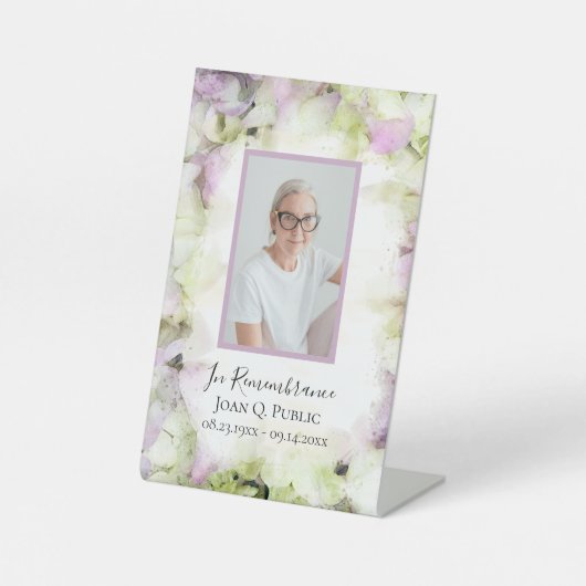 Bijna roze Hydrangea Waterverf begrafenismonument Reclamebord Met Voetstuk (Voorkant)