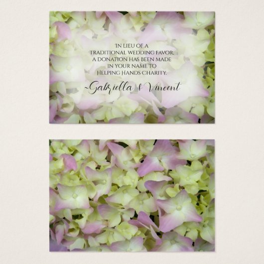 Bijna roze Hydrangea Wedding Charity Favor Kaart (Voorkant /achterkant)