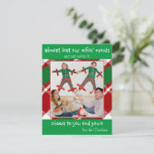 "Bijna verloren Elfin' Minds" Funny kerstkaart (Staand voorkant)