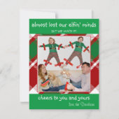"Bijna verloren Elfin' Minds" Funny kerstkaart (Voorkant)