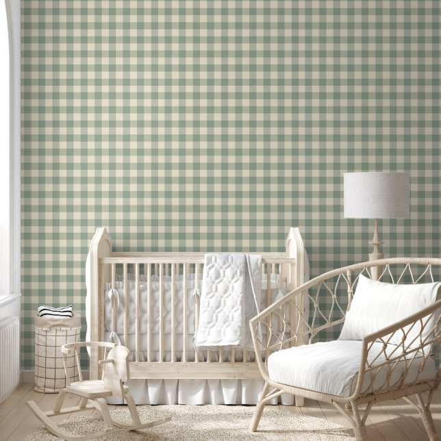 Bijna wakker Gingham - Langs de rivier plaid. Behang (Kinderen)