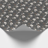 Bijna Zwart Roze Gotische Schedels en Rozen Bloeme Cadeaupapier (Hoek)