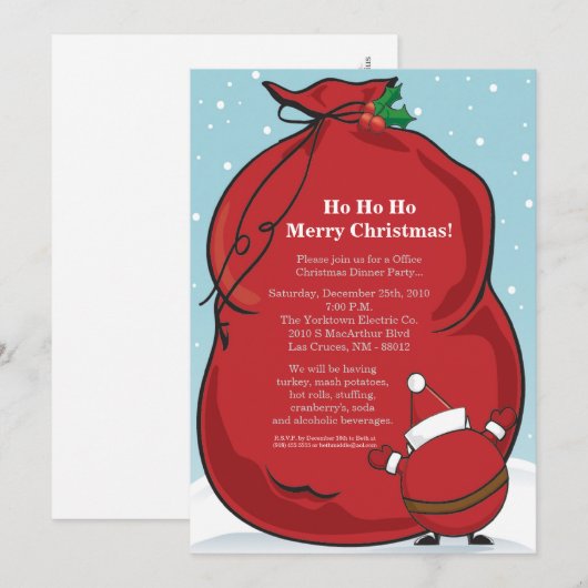 Bijnodiging voor kerstfeestdagen in de Rode Kerstm Kaart (Voorkant / Achterkant)