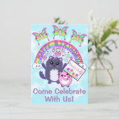 Bijnodigingen van de Birthday Party van Cute Kawai (Staand voorkant)