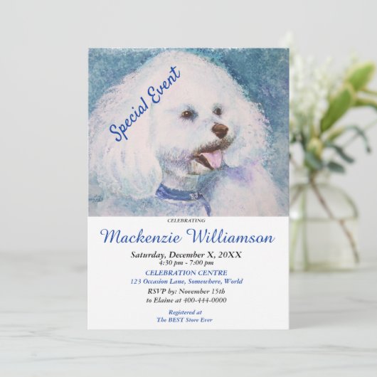 BIJON FRISE PUPPY WENS HARTELIJK GEFELICITEERD MET KAART (Staand voorkant)