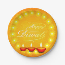 Bijpassend Happy Diwali Yellow 7" Bord