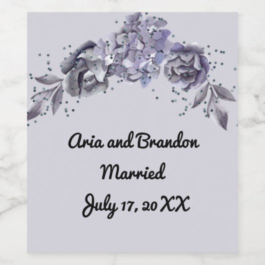 Bijpassend wijnlabel voor bruiloft in leisteenblau wijn etiket (Enkel label)