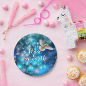 Bijpassende blauwe duif vrede kerst 7" papieren bordje (Feest)