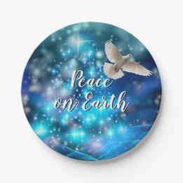 Bijpassende blauwe duif vrede kerst 7" papieren bordje