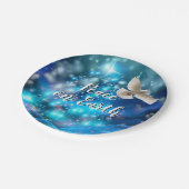 Bijpassende blauwe duif vrede kerst 7" papieren bordje (Gekanteld)