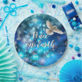 Bijpassende blauwe duif vrede kerst 9" papieren bordje (Feest)