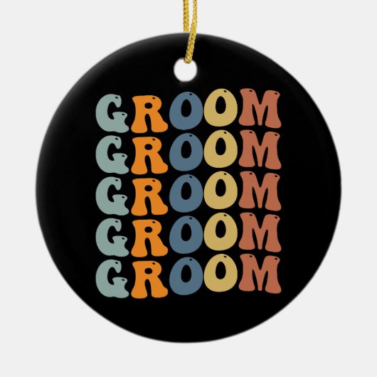 Bijpassende bruid en bruidegom die zich klaarmaken keramisch ornament (Voorkant)