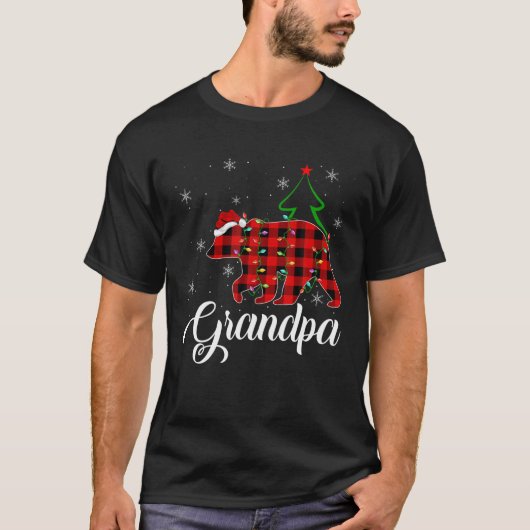 Bijpassende Buffalo Plaid Kerstmis Opa Beer Paja T-shirt (Voorkant)