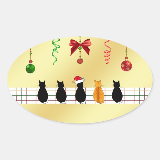 Bijpassende chique Sticker met kerstkatten (Voorkant)