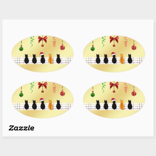 Bijpassende chique Sticker met kerstkatten (Vel)