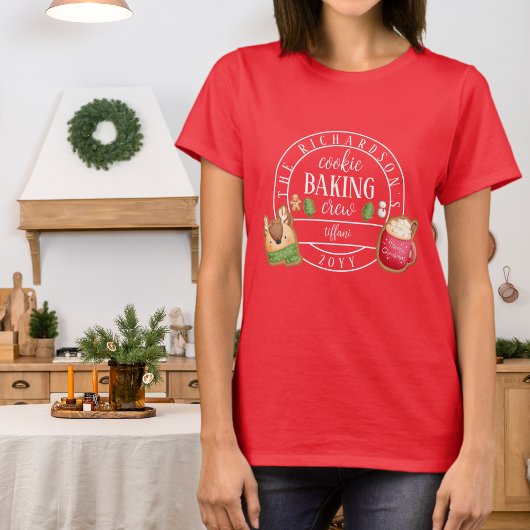 Bijpassende Christmas White Cookie Baking Crew T-shirt