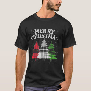Bijpassende familie Buffalo Plaid Kerstboom Pajam T-shirt