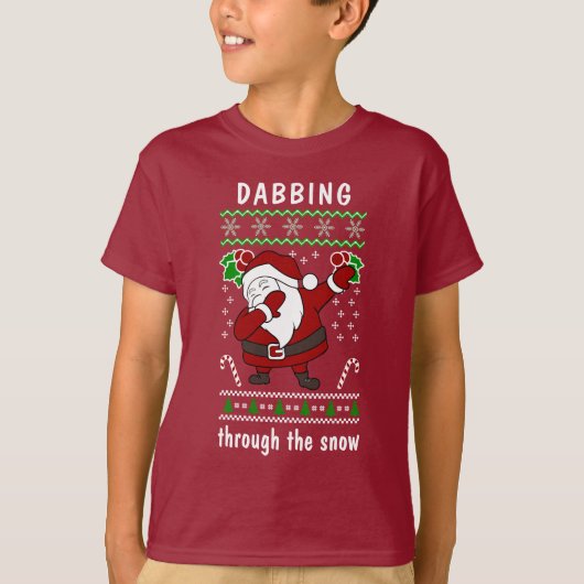Bijpassende familie dabbing door sneeuw Kerstmis T-shirt (Voorkant)