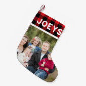 Bijpassende familie foto schattig rood geruite ker kleine kerstsok (Voorkant (Hangend))