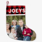 Bijpassende familie foto schattig rood geruite ker kleine kerstsok (Voorkant)