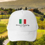 Bijpassende familie Italië reis Italiaanse vlag Cu Trucker Pet<br><div class="desc">Reist u met uw gezin of met een reisgezelschap naar Italië? Dan is dit pet perfect - het ontwerp is voorzien van de Italiaanse vlag en 2 regels aangepaste tekst. Voeg uw familie- of groepsnaam, datum van vakantie of een aangepaste tekst toe. Eenvoudig en klassiek - het perfecte pet voor...</div>