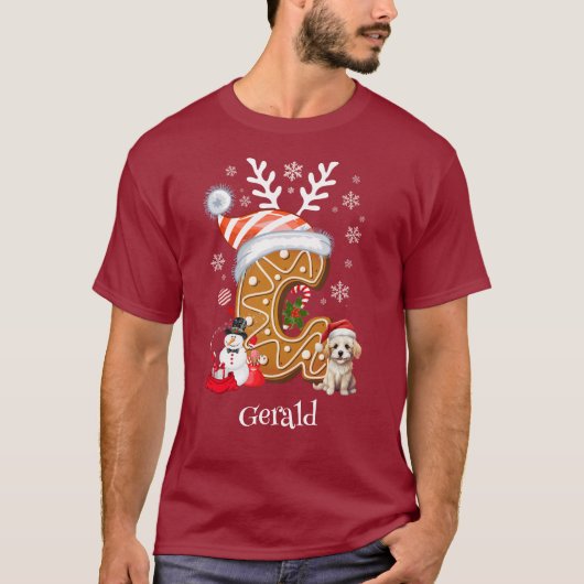 Bijpassende familie Kerst Gingerbread Letter G T-shirt (Voorkant)