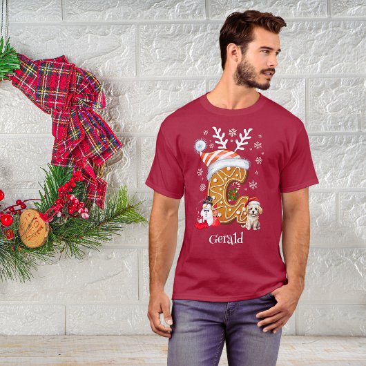 Bijpassende familie Kerst Gingerbread Letter G T-shirt