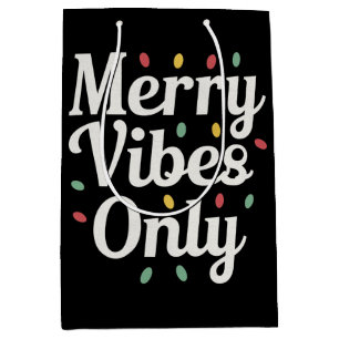 Bijpassende Familie Kerst Merry Vibes Only Lights Medium Cadeauzakje
