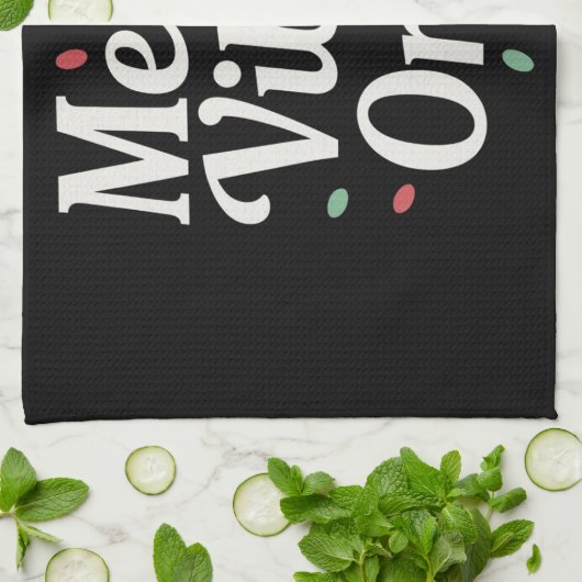 Bijpassende Familie Kerst Merry Vibes Only Lights Theedoek (Gevouwen)